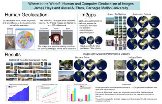 Where in the World?  Human and Computer Geolocation of Images James Hays and Alexei A. Efros, Carnegie Mellon Universit