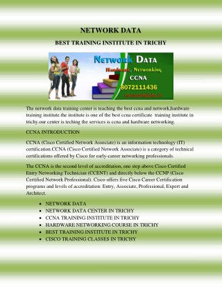 CISCO CERTIFIED NETWORK ASSOCIATE TRAINING IN TRICHY