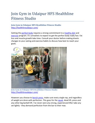 Join Gym in Udaipur HFS Healthline Fitness Studio
