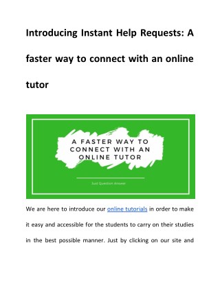Introducing Instant Help Requests: A faster way to connect with an onlineÂ tutor