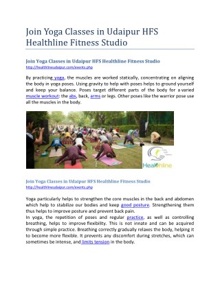 Join Yoga Classes in Udaipur HFS Healthline Fitness Studio