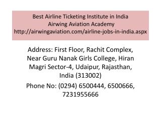 Best Airline Ticketing Institute in India Airwing Aviation Academy