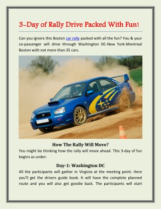 3-Day of Rally Drive Packed With Fun