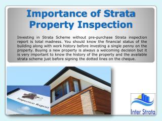 Importance of Strata Property Inspection