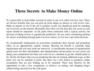 Three Secrets to Make Money Online