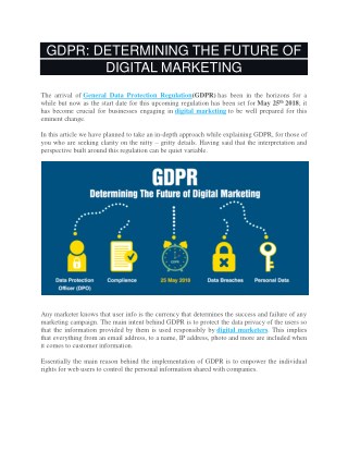 GDPR: DETERMINING THE FUTURE OF DIGITAL MARKETING