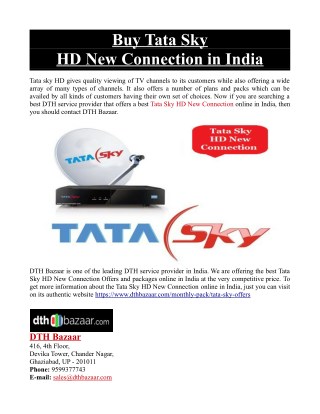 Buy Tata Sky HD New Connection in India