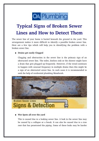 Typical Signs of Broken Sewer Lines and How to Detect Them