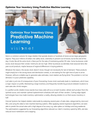 Optimize Your Inventory Using Predictive Machine Learning