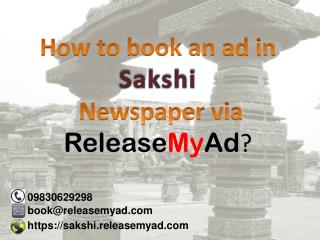 Sakshi Classified & Display Advertisement Online Booking for Newspaper