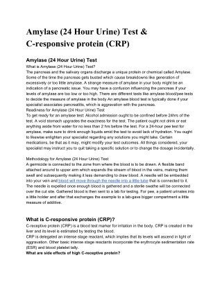 Amylase (24 Hour Urine) Test & C-responsive protein (CRP)