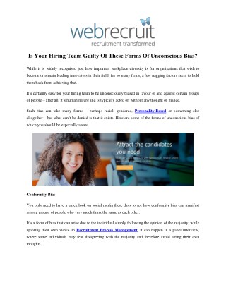 Is Your Hiring Team Guilty Of These Forms Of Unconscious Bias