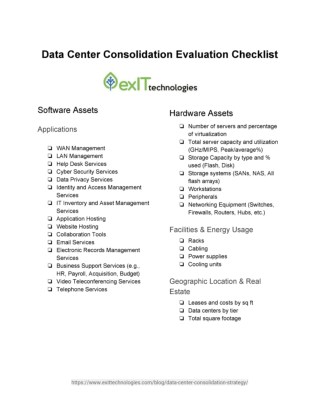 Data-Center-Consolidation-Evaluation-Checklist from Exit Technologies