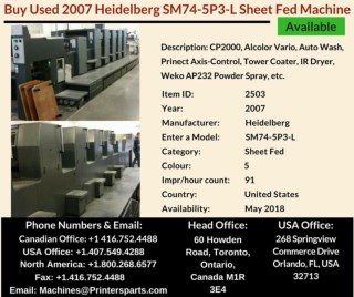 Buy Used 2007 SM74-5P3-L Heidelberg Printing Presses Machine