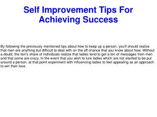 Self Improvement Tips For Achieving Success