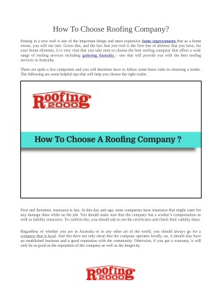 Tips To Choose The Best Roofing Company in Australia | Roofing2000