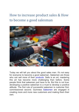 How to increase product sales & How to become a good salesman