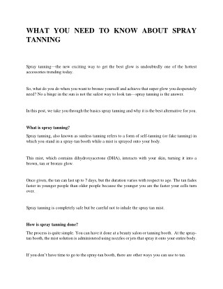 WHAT YOU NEED TO KNOW ABOUT SPRAY TANNING