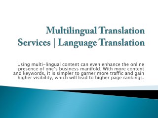Multilingual Translation Services | Language Translation