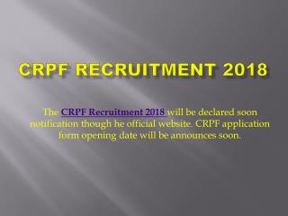 CRPF Recruitment 2018