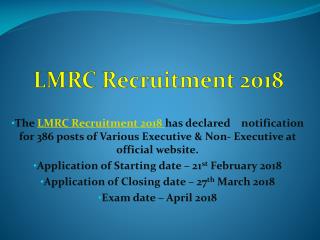 LMRC Recruitment 2018