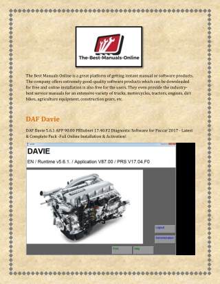 Daf Davie, Daf Vci, Daf Vci Lite Interface & Davie Software KIT at the-best-manuals-online.com