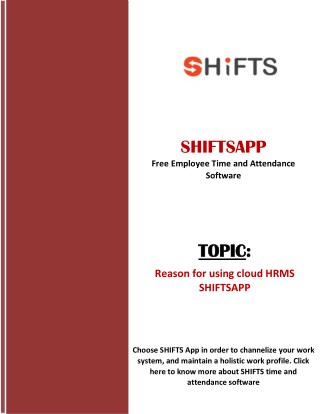 Reason for using cloud HRMS - SHIFTSAPP