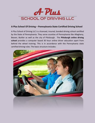 A Plus School Of Driving â€“ Pennsylvania State Certified Driving School