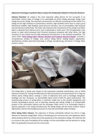 China Airbag Fabric Market Value, Market Analysis-Ken Research