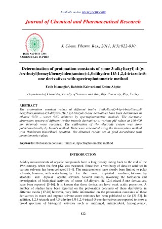 Determination of protonation constants of some 3-alkyl(aryl)-4-(ptert-butyl(benzyl/benzyliden)amino)-4,5-dihydro-1H-1,2,