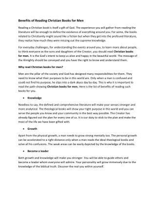 Benefits of Reading Christian Books for Men