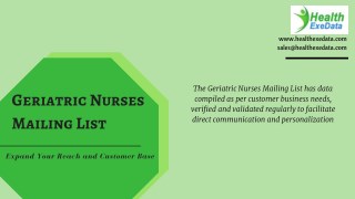 Geriatric Nurses Mailing List | Nurses Email Database
