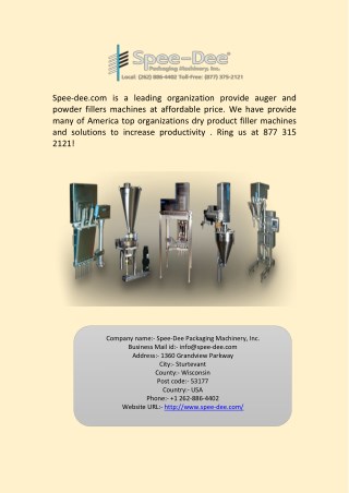 Powder and Dry Product Fillers Machines