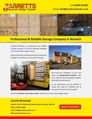 Professional & Reliable Storage Company in Norwich
