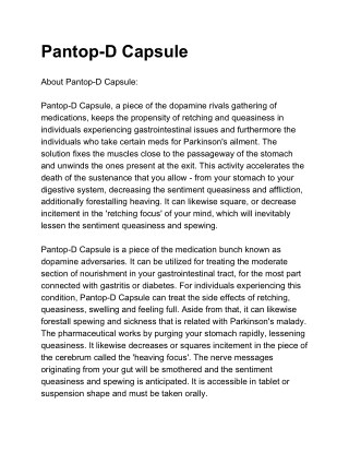 Pantop-D Capsule - Uses, Side Effects, Substitutes, Composition And More | Lybrate