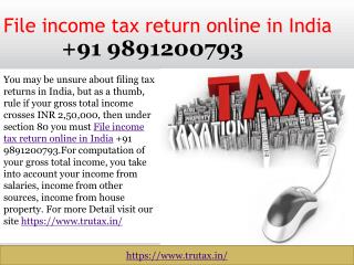 How Can NRIâ€™S File income tax return online in India 91 9891200793?