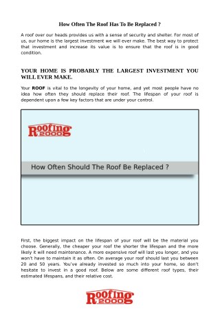 When is the best time to replace the roof of your house? | Roofing2000