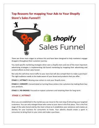 Top Reasons for mapping Your Ads to Your Shopify Storeâ€™s Sales Funnel!!