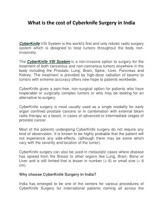 What is the Cost of Cyberknife in India