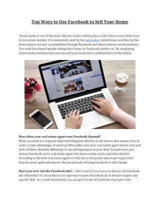 Top Ways to Use Facebook to Sell Your Home