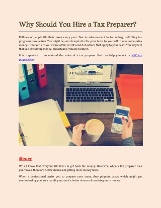 Why Should You Hire a Tax Preparer?
