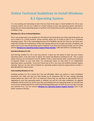 Online Technical Guidelines to Install Windows 8.1 Operating System