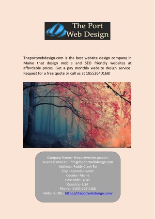 Maine Best Website Design Company - Theportwebdesign.com