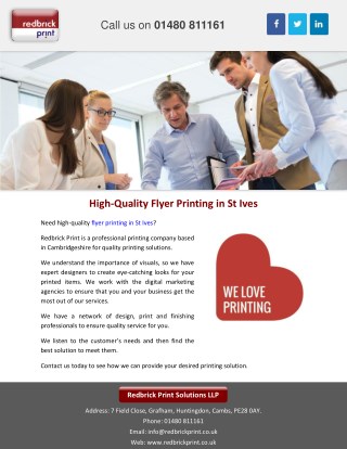 High-Quality Flyer Printing in St Ives