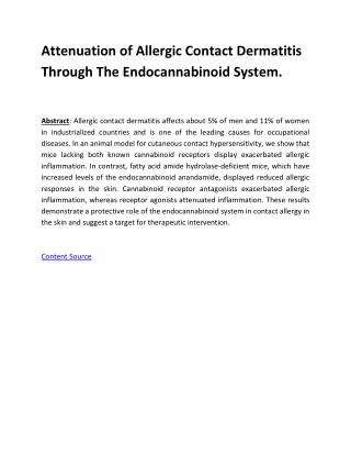 Attenuation of Allergic Contact Dermatitis Through The Endocannabinoid System.