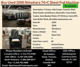 Buy Used 2000 Shinohara 74 C Sheet Fed Machine