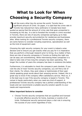 What to Look for When Choosing a Security Company