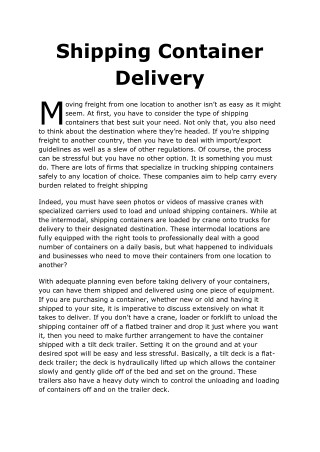 Shipping Container Delivery