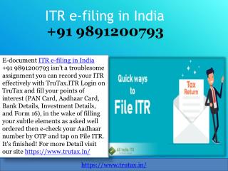 How to E-document ITR e-filing in India 91 9891200793?