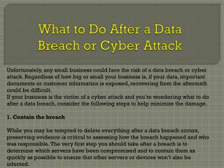 What to Do After a Data Breach or Cyber Attack